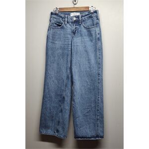 Hollister Low Rise Baggy Jeans Women 25 Blue Wide Leg Y2K Retro Streetwear